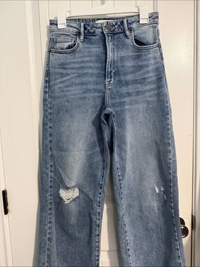 HIDDEN High-Rise Wide Leg Jeans in Mid Wash Blue